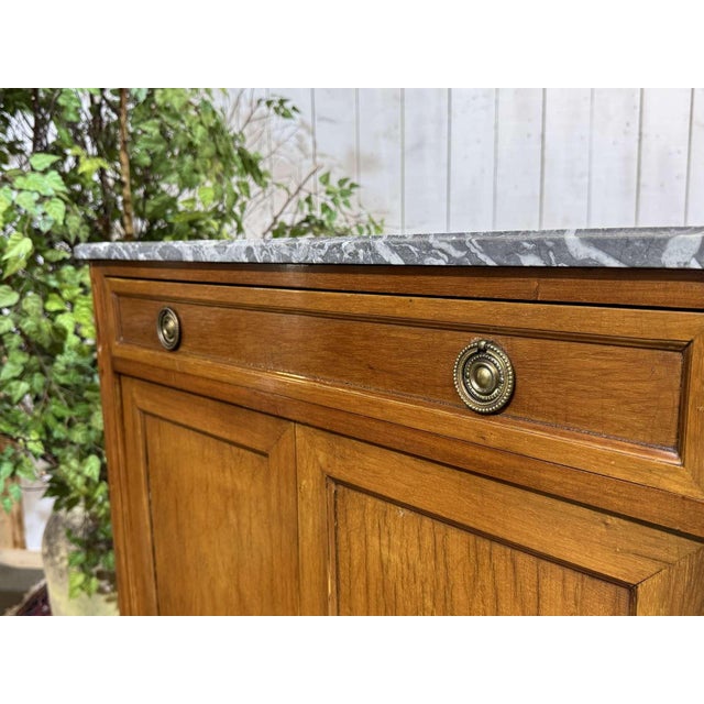 Small Louis XVI Cabinet in Mahogany, Oak and Marble Top For Sale - Image 9 of 18