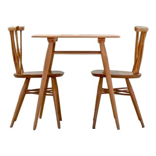 Blue Label Dining Table and Chairs by Lucian Ercolani for Ercol, Set of 3 For Sale