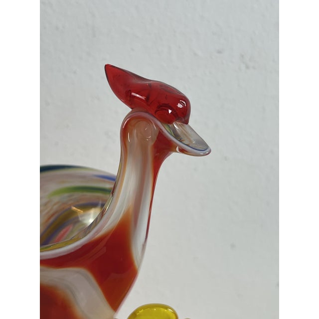 1950s Mid-Century Polychrome Murano Glass Rooster and Flower Vase, 1950s For Sale - Image 5 of 12