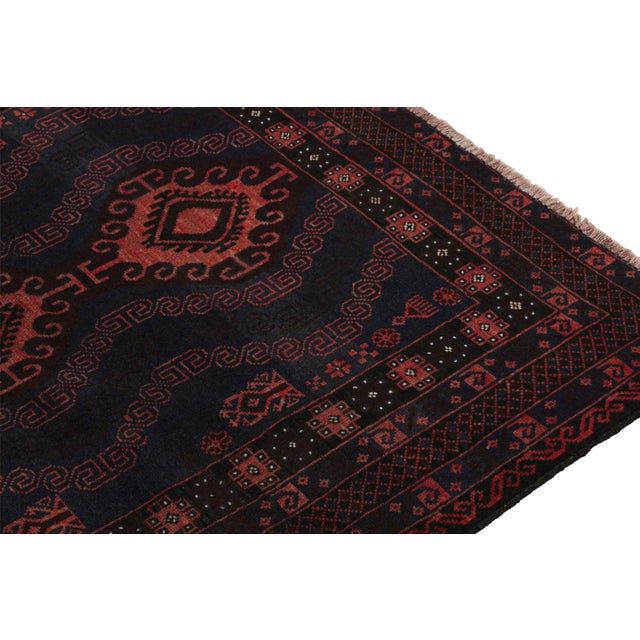 1950s 1950s Vintage Baluch Tribal Rug in Red, Blue & Brown Patterns by Rug & Kilim For Sale - Image 5 of 7