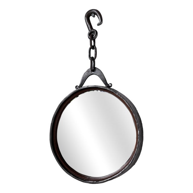 Brutalist Metal and Chain Mirror, 1950s For Sale