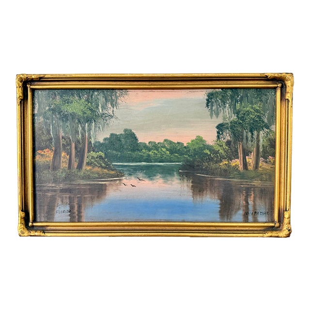 Original Florida Marsh Oil Painting, Framed For Sale