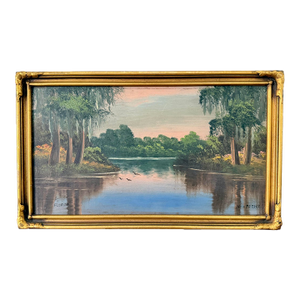 Original Florida Marsh Oil Painting, Framed