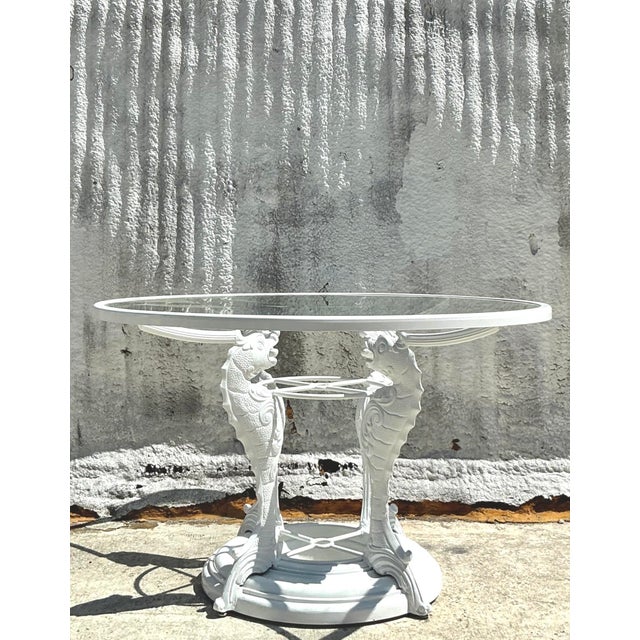 Vintage Coastal Wrought Iron Koi Dining Table For Sale - Image 11 of 11
