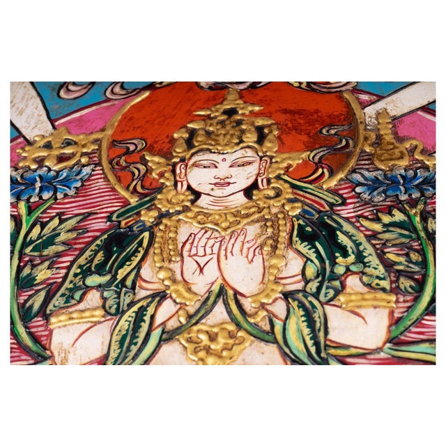 Embossed Painting with Decorated Frame Depicting White Tara For Sale - Image 5 of 9