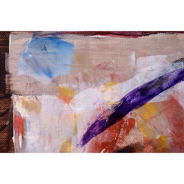 Blocks of Color on a Red Field in Acrylic on Textured Paper Abstract color field composition by California-based artist,...