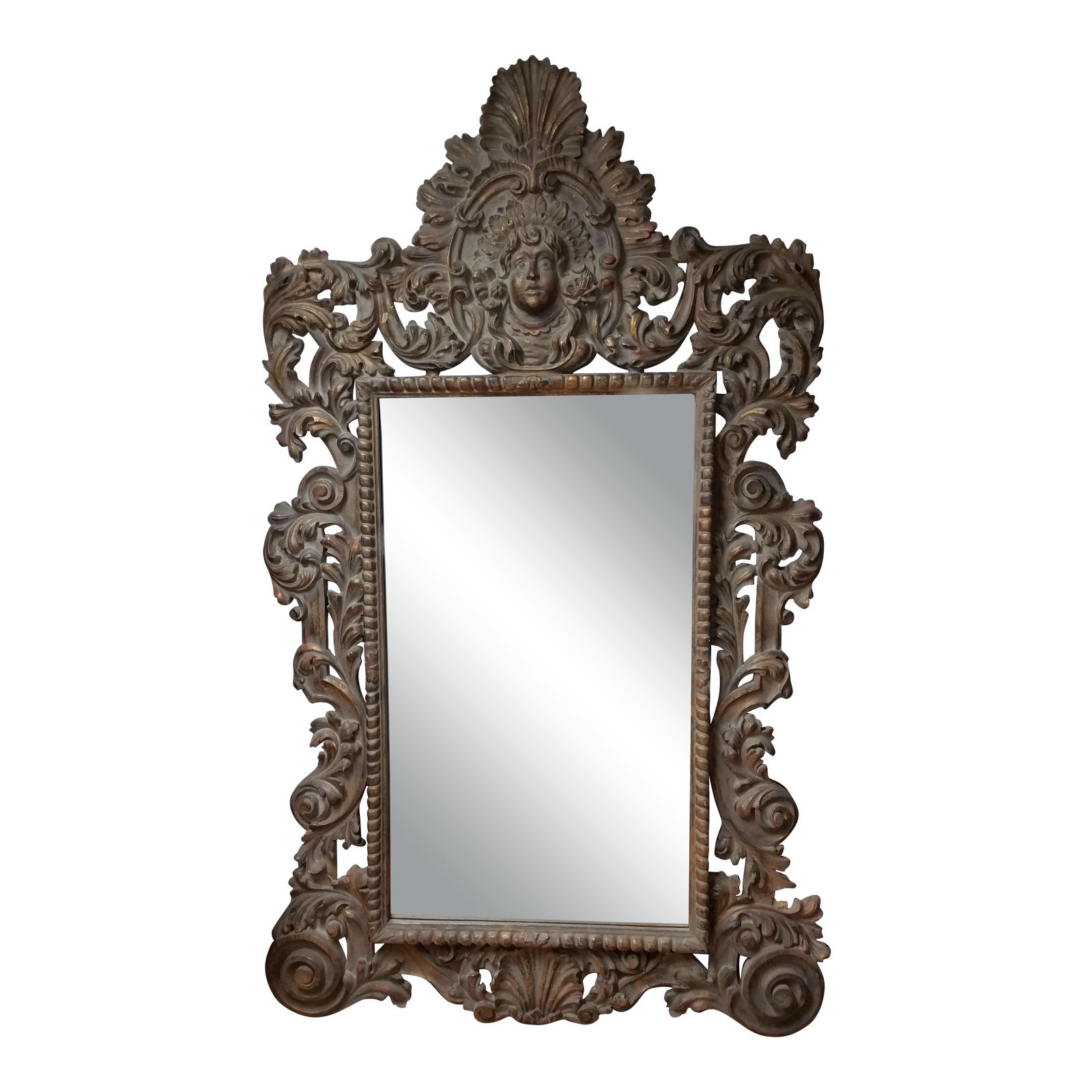 1950s Vintage Italian Style Carved Wood Wall Mirror Chairish