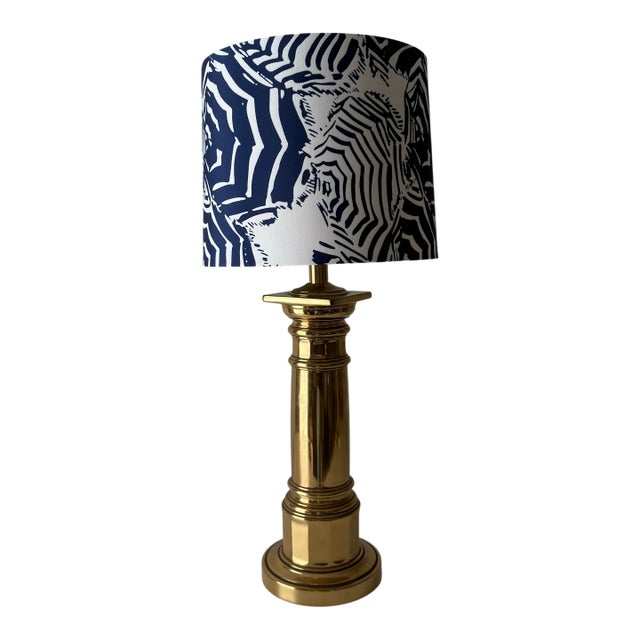 Late 20th Century Nautical Brass Column Table Lamp For Sale
