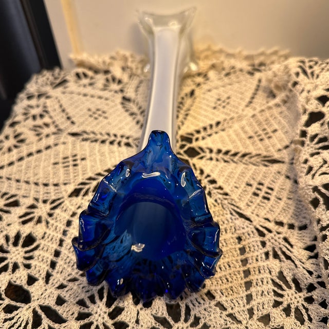 Royal Blue Mid Century Glass Vase With Colbert Blue Jack in the Pulpit For Sale - Image 8 of 10