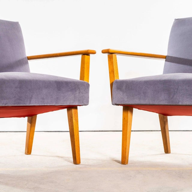 1950s Mid-Century Grey Upholstered Armchair, 1950s For Sale - Image 5 of 9