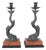 Pair of Bronze Dolphin Candlesticks Candle Holders 15 1/2" Coastal For Sale