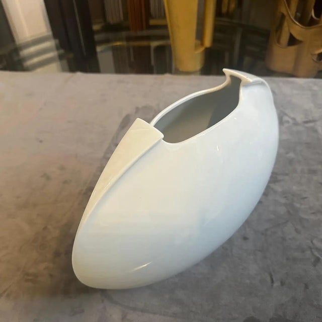 1990s Minimalist White Porcelain Tasca Vase by Lino Sabattini for Rosenthal For Sale - Image 11 of 15