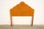 A gorgeous mid-century modern Hollywood Regency mustard yellow velvet tufted twin size headboard with a scalloped crown In...