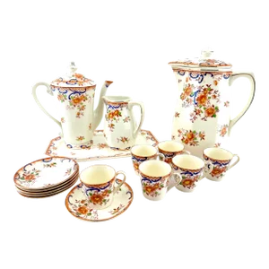 Vintage Japanese Hand Painted Coffee and Tea Service Set- 16 Pieces