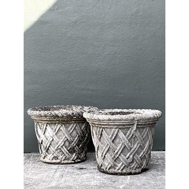 Vintage Cast Concrete Trellis Planters - A Pair For Sale - Image 10 of 12