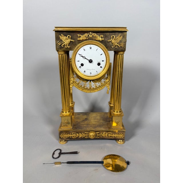 Empire Bronze Portico Clock, 1800 For Sale - Image 11 of 11