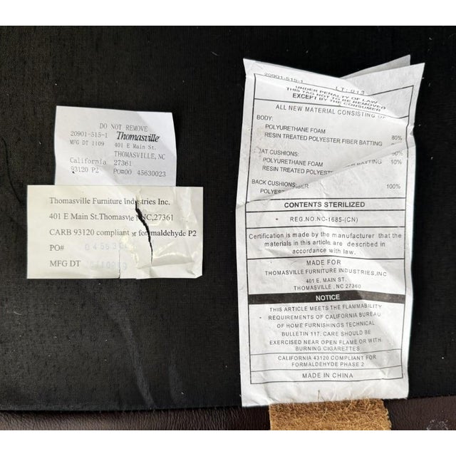 Thomasville Traditional Brown Leather Loveseat For Sale - Image 10 of 12