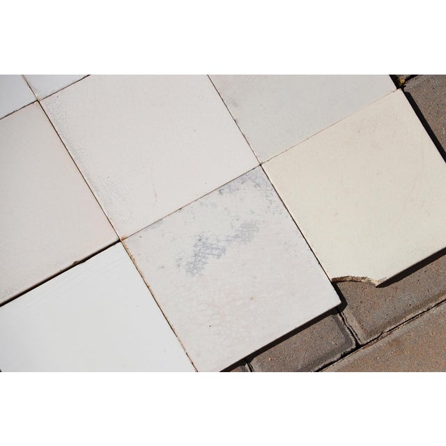 1900s Portuguese Large Antique White & Cream Tiles Set of 32 For Sale - Image 10 of 18