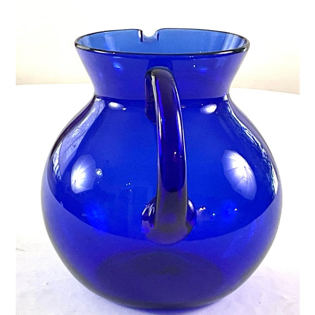 1950s Superior,large -Mid Century ,Hand Blown Cobalt Pitcher For Sale - Image 6 of 6