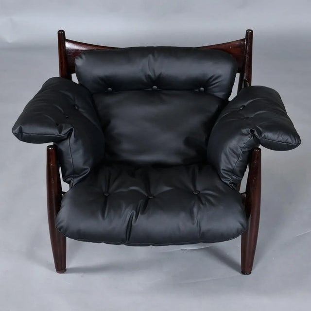 Brazilian Rosewood & Leather Sling Chair and Ottoman by Sergio Rodrigues for Isa For Sale - Image 11 of 18