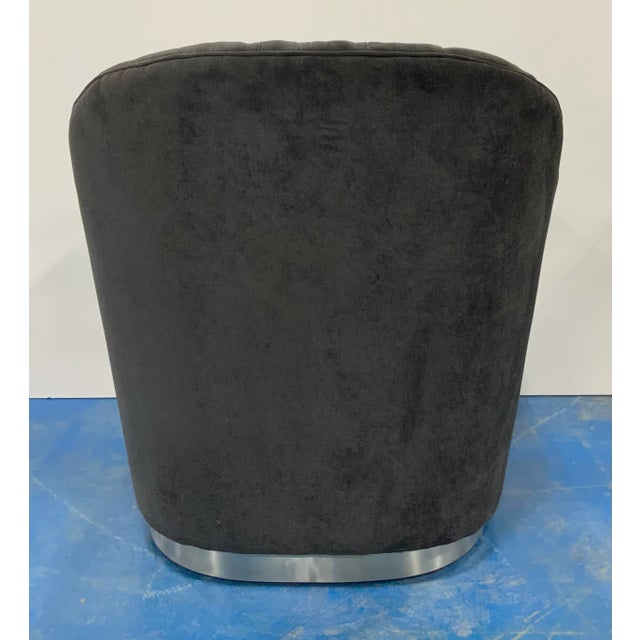 Modern Gray Microfiber Channeled Club Chair For Sale In Atlanta - Image 6 of 7