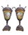 Pair of covered vases in the Sèvres style, with a bronze mount: the vases are decorated with gallant scenes on the front,...