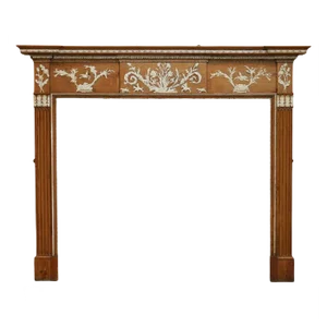 Antique Victorian Carved Pitch Pine and Gesso Fire Surround