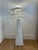 Wood Vintage White Wicker Floor Lamp With Tiered Dome Shade For Sale - Image 7 of 14