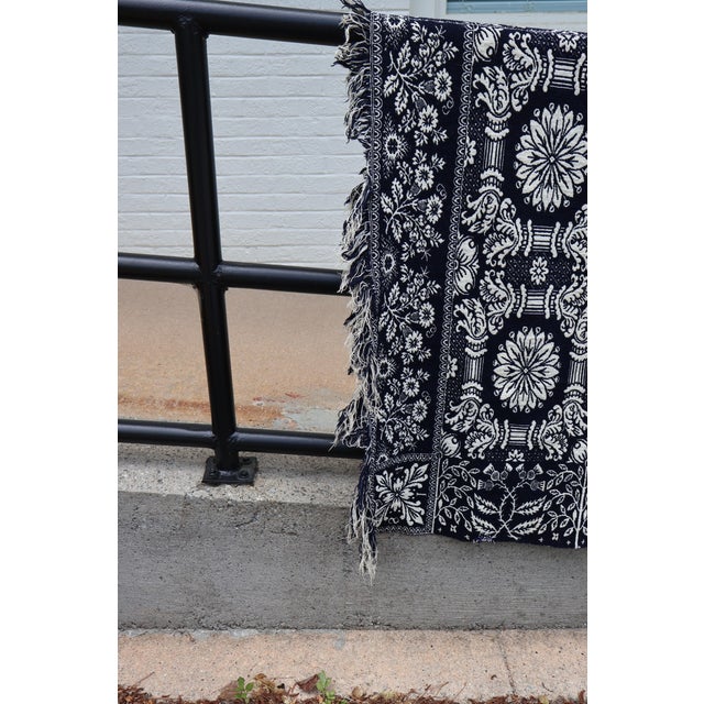 Antique American Reversible Jacquard Coverlet, Wool and Cotton, Dated 1848 For Sale - Image 10 of 16
