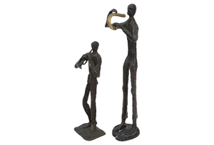 Mid-Century Bronze Brutalist-Style Musicians - a Pair