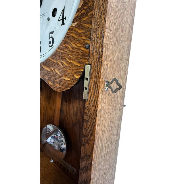 Rare Antique Simplex Time Recorder Co Oak Case Clock 31" Fully Restored 30day For Sale - Image 12 of 12