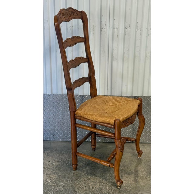Habersham Furniture Habersham French Country Farmhouse Ladderback Rush Seat Dining Chairs - Set of 4 For Sale - Image 4 of 12