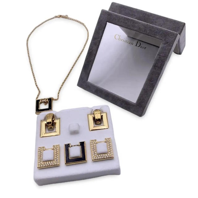 1980s Costume Jewelry Interchangeable Earrings and Necklace by Christian Dior 1 For Sale - Image 13 of 18