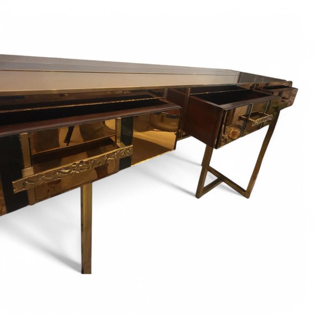 Black Vintage Glass Console Table from Fontana Arte, 1950s For Sale - Image 8 of 10