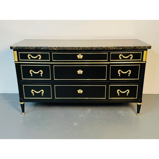 Hollywood Regency French Hollywood Regency Chest or Commode by Maison Jansen, Bronze, Marble For Sale - Image 3 of 13