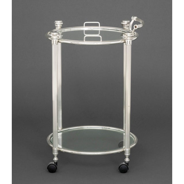 Metal Modern Chrome Plated Two-Tier Bar Cart For Sale - Image 7 of 9