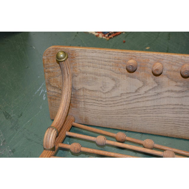 Sand 1960s Mid Century Wood Stick & Ball Shelf 24" Wall Mount Brass Finials / Round Beehive Balls For Sale - Image 8 of 18