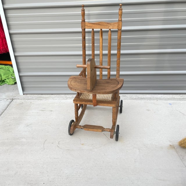 Early 20th Century Vintage Children’s Rocking Chair With Horse Head and Wheels For Sale - Image 5 of 11