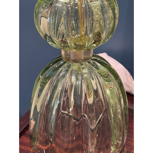Early 21st Century Murano Green Glass Lamps - a Pair For Sale - Image 5 of 6