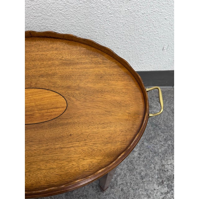 Brown Kittinger 20th Century Oval Side Table With Scalloped Gallery For Sale - Image 8 of 12