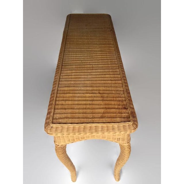 Vintage Wicker Console Table Bohemian Rattan Sofa Table | Chairish