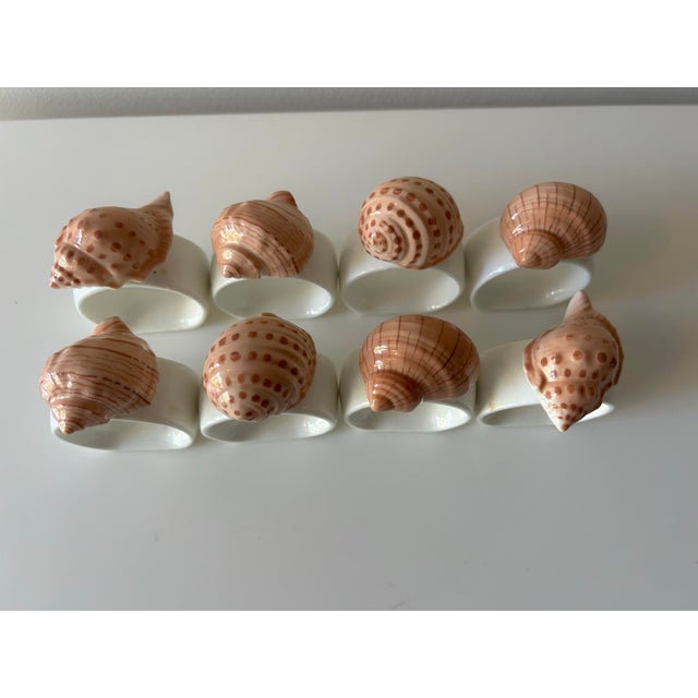 Ceramic Vintage Bone China Seashell Napkin Rings - Set of 8 For Sale - Image 7 of 11