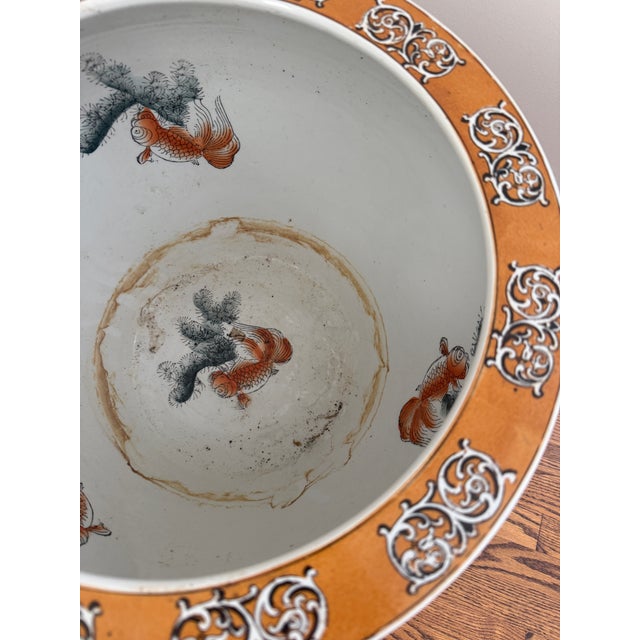 Vintage Mid-20th Century Large Chinese Ceramic Fish Bowl Planter For Sale - Image 13 of 15