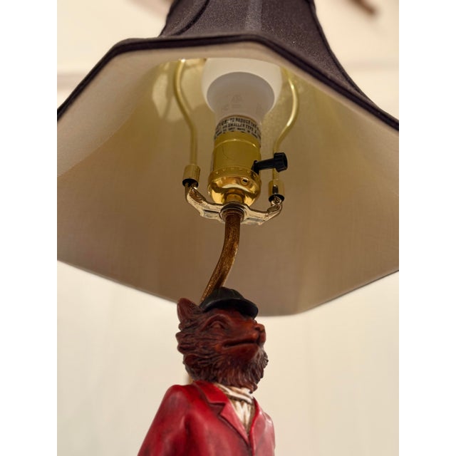 Metal Mid 20th Century Figural Fox Table Lamp With Heavy Weighted Base For Sale - Image 7 of 12