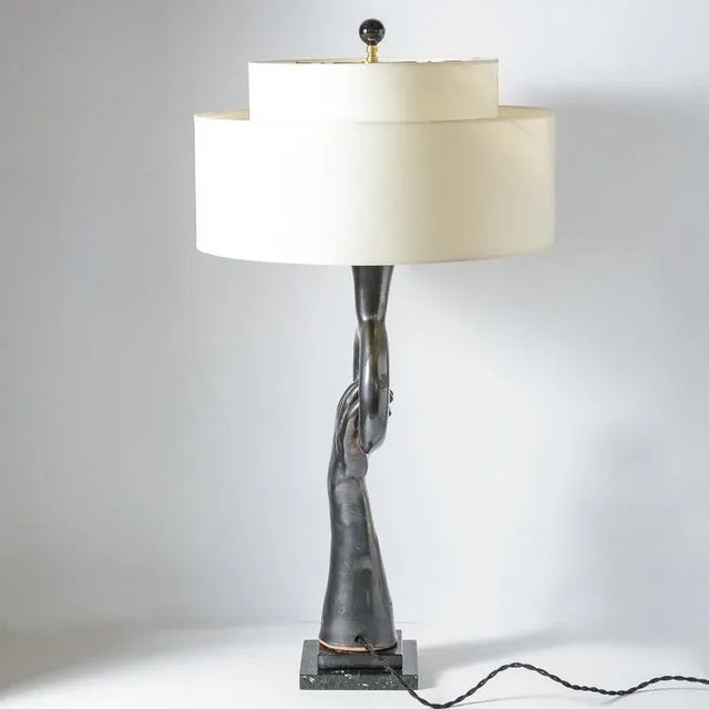 Rare Table Lamp Signed by Artist, Jean Marais (Jean Marais 1913-1998) For Sale - Image 9 of 12