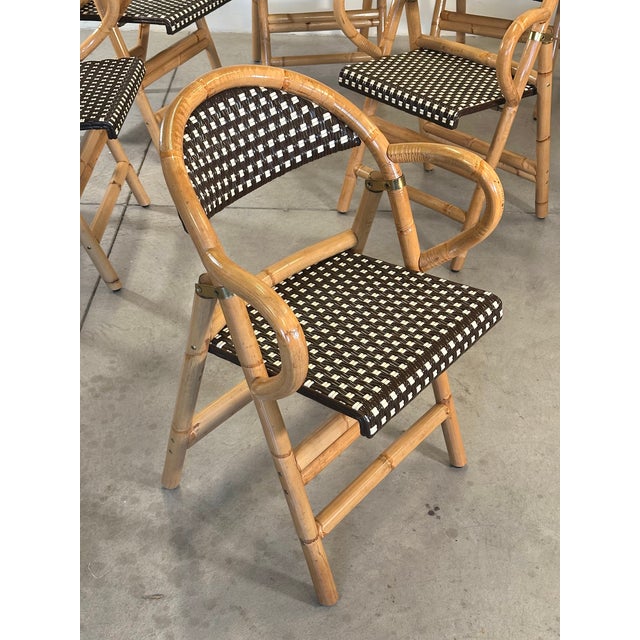 1990s Bamboo Folding Chairs, 1990s, Set of 8 For Sale - Image 5 of 18