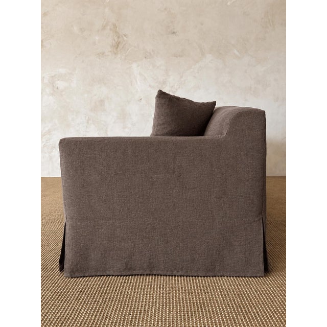 Textile Carmel Sofa Slip Covered in 100% Belgian Linen For Sale - Image 7 of 11