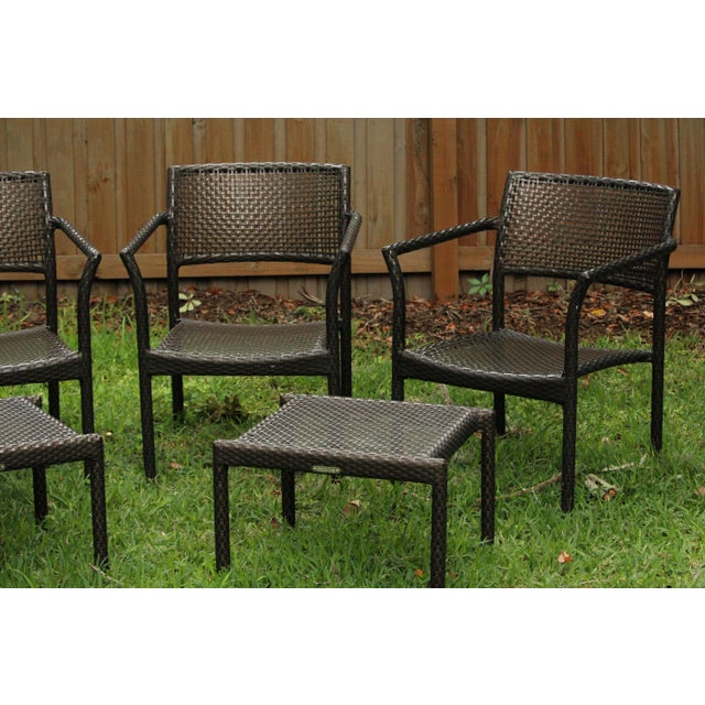 Richard Frinier Dedon Holiday Collection — Set of 6 Armchairs & 3 Side Tables, Commercial Hospitality Grade For Sale - Image 4 of 6
