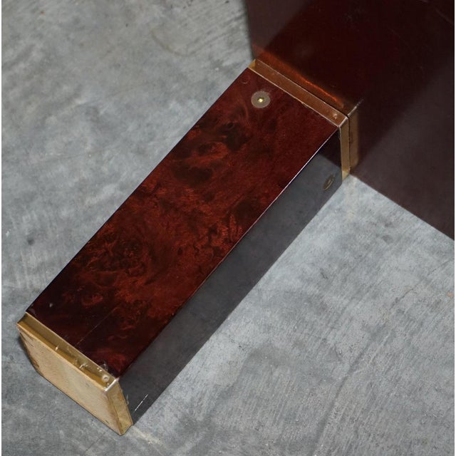 Modern Burr Walnut & Brass Inlay Coffee Table For Sale - Image 12 of 14