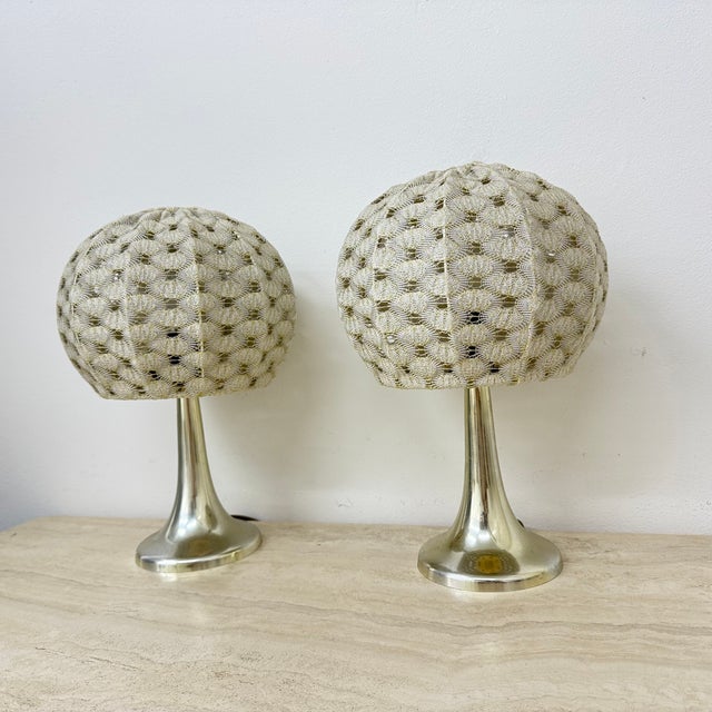 Table Lamps with Fabric Shades from Aro Leuchte, 1970s, Set of 2, in Good conditions. Designed 1970 to 1979 European Plug...